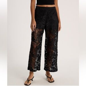 Express High Waisted Black Lace Wide Leg Ankle Pants